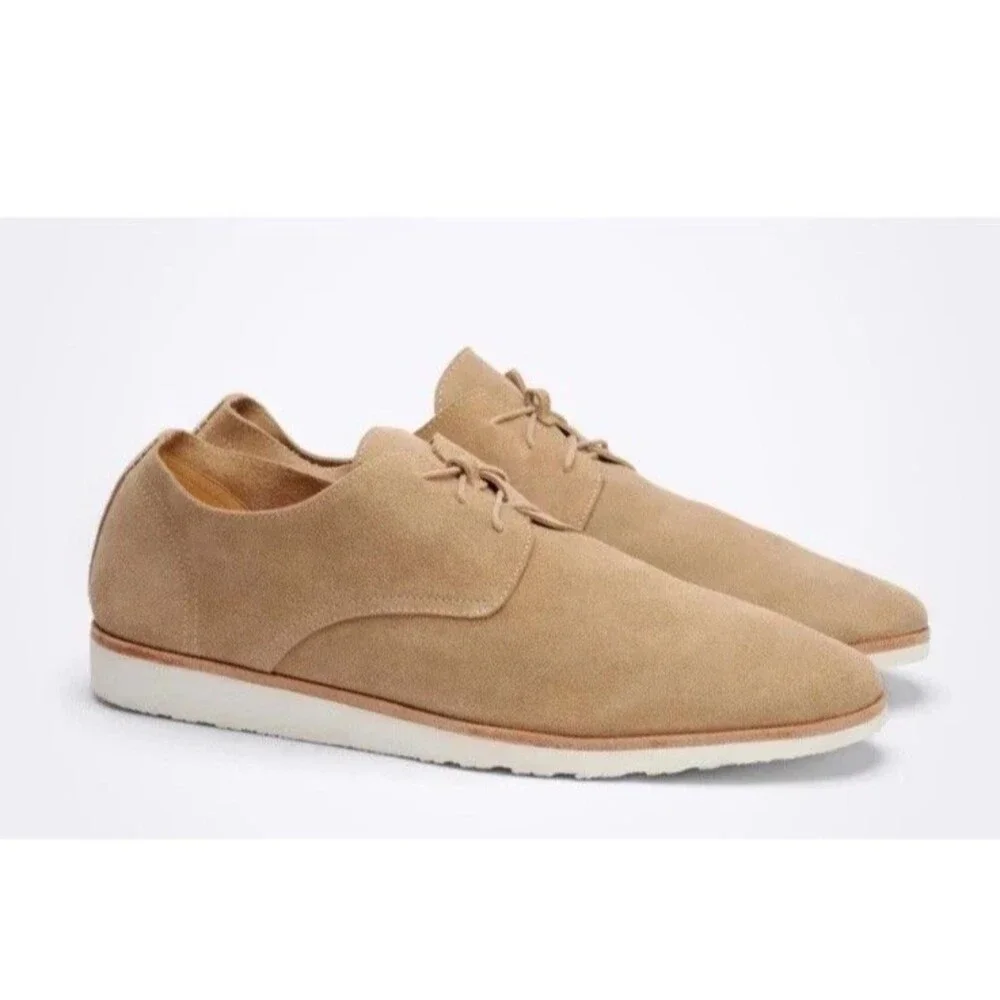 NISOLO MEN'S‎ TRAVEL DERBY SUEDE LIGHTWEIGHT DRESS SHOES STONE NIB